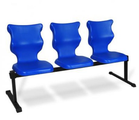 Trojmístná ergonomická lavice - výška sedáku 46 cm, modrá