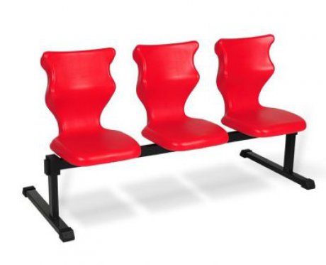 Trojmístná ergonomická lavice - výška sedáku 38 cm, červená
