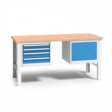 200 x 68,5 cm - profesionální dílenský stůl se zásuvkami a skříňkou