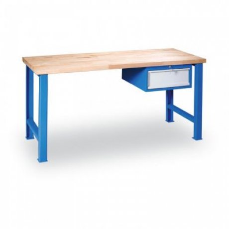 120 x 68,5 cm - dílenský stůl s pevným podnožím a zásuvkou