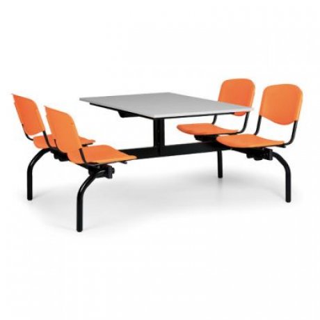 Jídelní sestava, oranžová sedadla, šedá deska