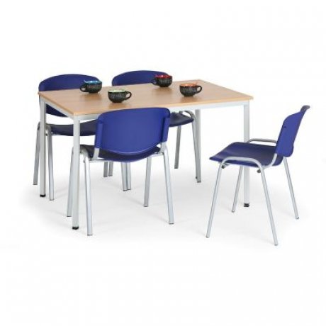 120 x 80 cm - Jídelní stůl, světle šedá kostra, deska buk