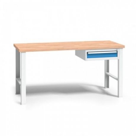 150 x 68,5 cm - profesionální dílenský stůl s uzamykatelnou zásuvkou