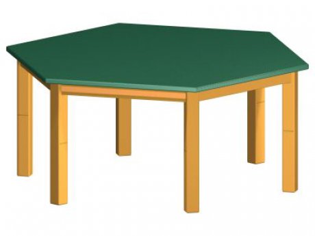 120 cm - Šestihranný stůl TERA s barevnou deskou