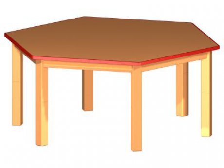 120 cm - Šestihranný stůl TERA s barevnou hranou