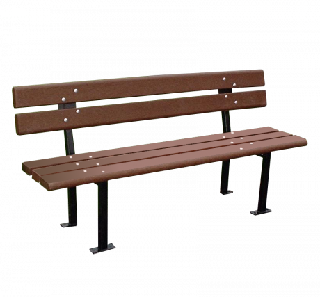 150 cm - Kovová lavička s plastovým sedákem a opěrákem