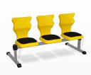 Dětská trojmístná ergonomická lavice - výška sedáku 35 cm, žlutá