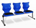 Trojmístná ergonomická lavice - výška sedáku 46 cm, modrá