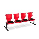 Čtyřmístná ergonomická lavice - výška sedáku 38 cm, červená