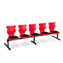 Pětimístná ergonomická lavice - výška sedáku 38 cm, červená