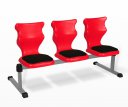 Trojmístná ergonomická lavice - výška sedáku 38 cm, červená